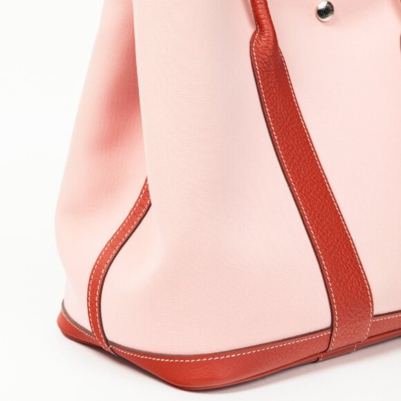 Hermes Garden Party 36 Sakura Toile Militaire, Rouge Duchesse Vache Country Tote - Picture 7 of 12
